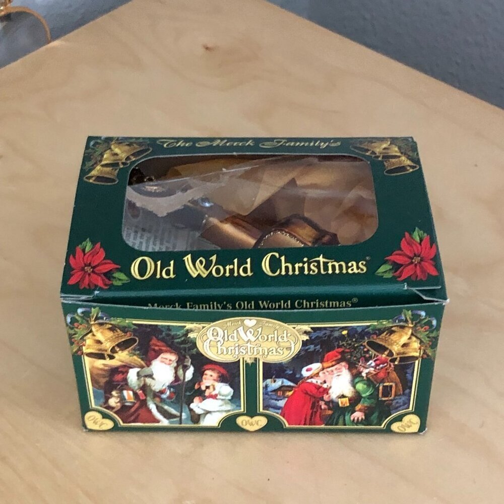 Old World Christmas Violin Gold Blown Glass Ornament 38008 New - Picture 2 of 6